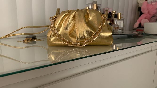 gold handbag purse
