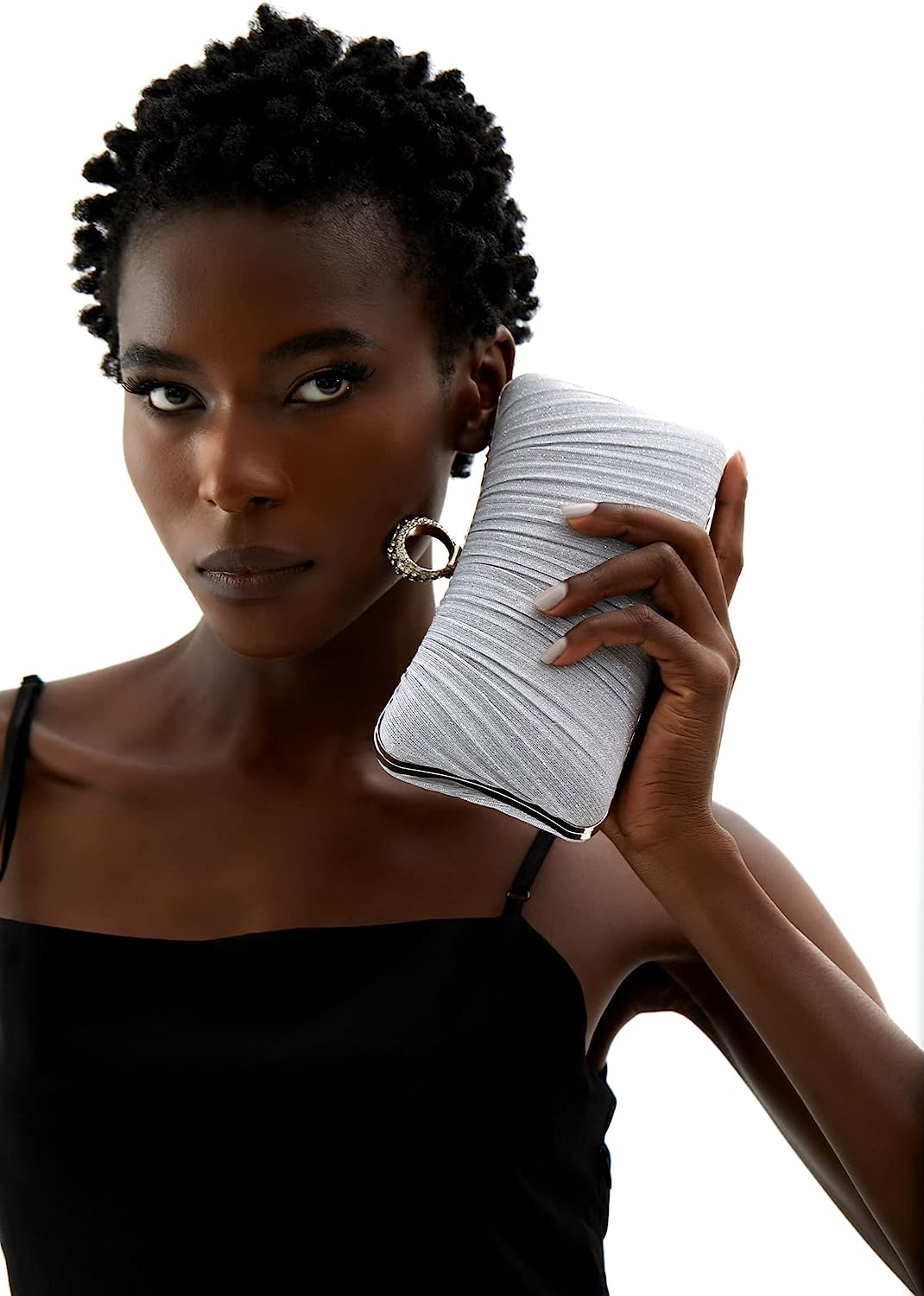 iWISH Womens Golden Glitter Clutch Purse Pleated Evening Bag for Bridal Wedding Party with Rhinestone Ring iWISH Womens Golden Glitter Clutch Purse Pleated Evening Bag for Bridal Wedding Party with Rhinestone Ring