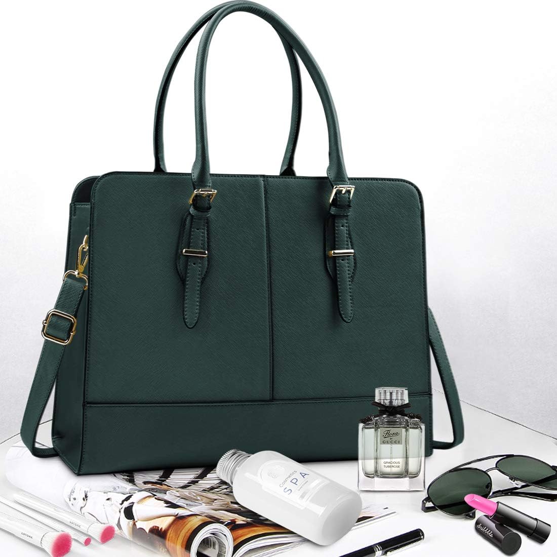 Laptop Bag for Women Leather Work Tote 15.6 Inch Laptop for Computer Bag Waterproof Business Office Professional Large Capacity Handbag Shoulder Bag DeepGreen Laptop Bag for Women Leather Work Tote 15.6 Inch Laptop for Computer Bag Waterproof Business Office Professional Large Capacity Handbag Shoulder Bag DeepGreen