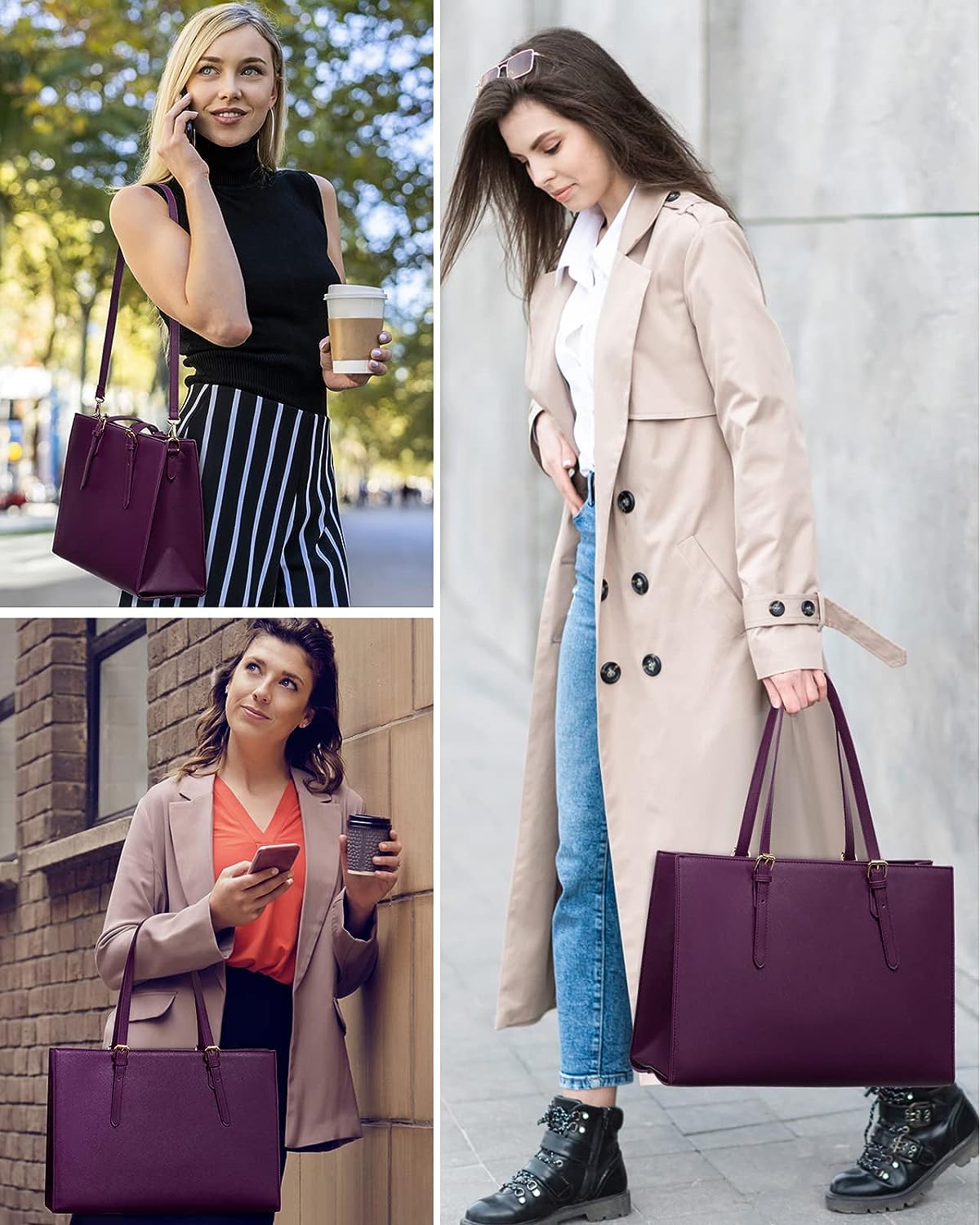 LOVEVOOK 15.6 Inch Laptop Bag for women, Large Waterproof PU Leather Work Briefcase with USB Charging Port Casual Computer Shoulder Bag Messenger, Fashion Business Office Tote Handbag Purse, Purple LOVEVOOK 15.6 Inch Laptop Bag for women, Large Waterproof PU Leather Work Briefcase with USB Charging Port Casual Computer Shoulder Bag Messenger, Fashion Business Office Tote Handbag Purse, Purple