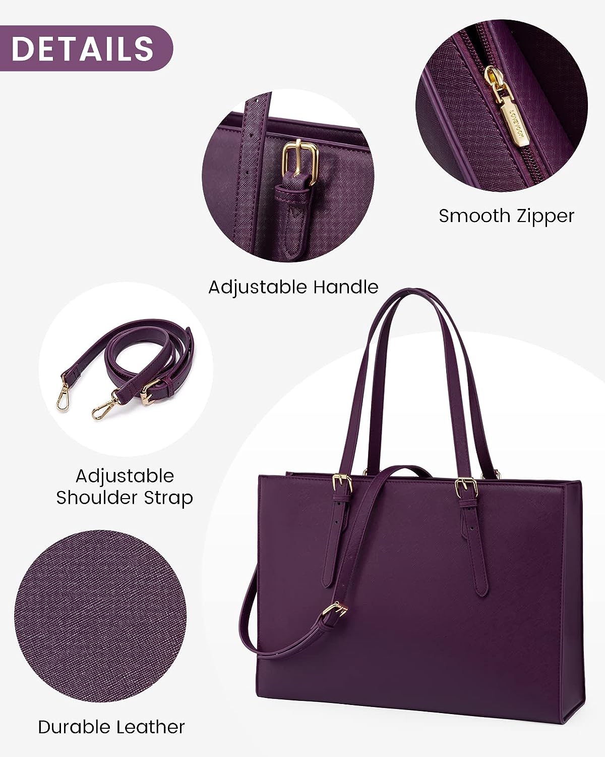 LOVEVOOK 15.6 Inch Laptop Bag for women, Large Waterproof PU Leather Work Briefcase with USB Charging Port Casual Computer Shoulder Bag Messenger, Fashion Business Office Tote Handbag Purse, Purple LOVEVOOK 15.6 Inch Laptop Bag for women, Large Waterproof PU Leather Work Briefcase with USB Charging Port Casual Computer Shoulder Bag Messenger, Fashion Business Office Tote Handbag Purse, Purple