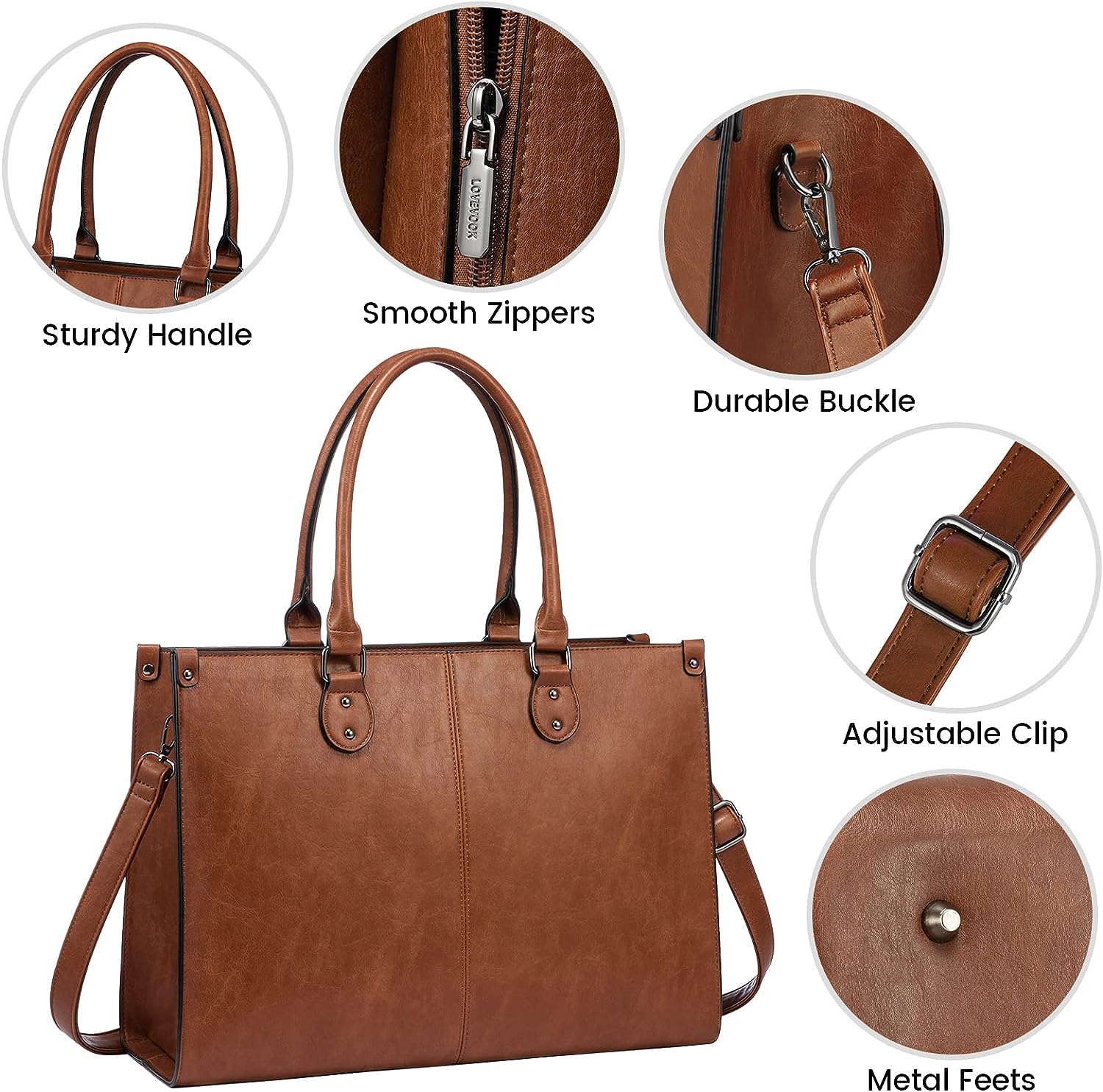 LOVEVOOK Laptop Bag for Women, 15.6 inch Laptop Tote Work Bags with USB Charging Port, Vintage Leather Computer Bag LOVEVOOK Laptop Bag for Women, 15.6 inch Laptop Tote Work Bags with USB Charging Port, Vintage Leather Computer Bag