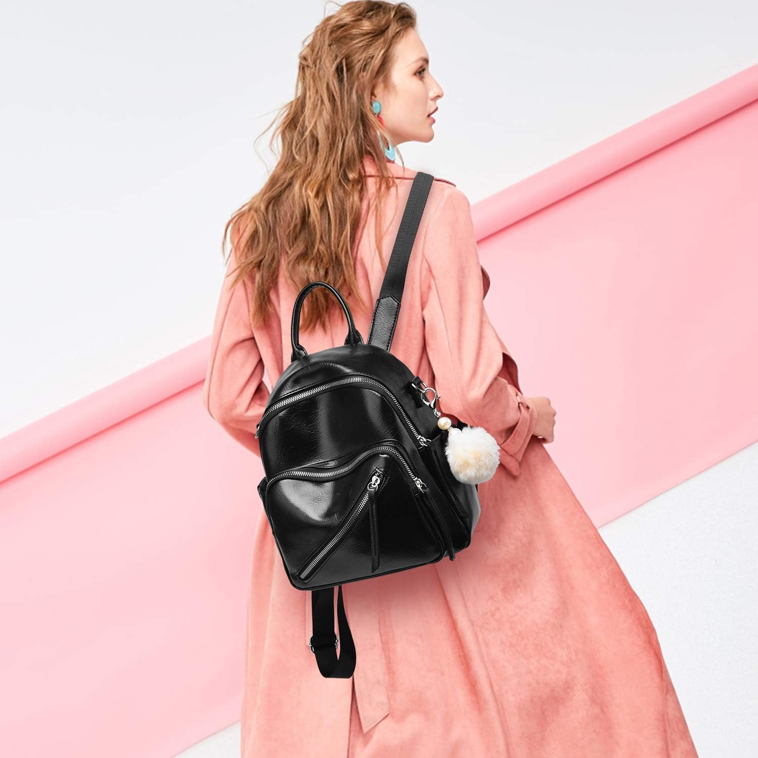women cute mini leather backpacks convertible shoulder bag casual teen girls holiday small rucksack black review