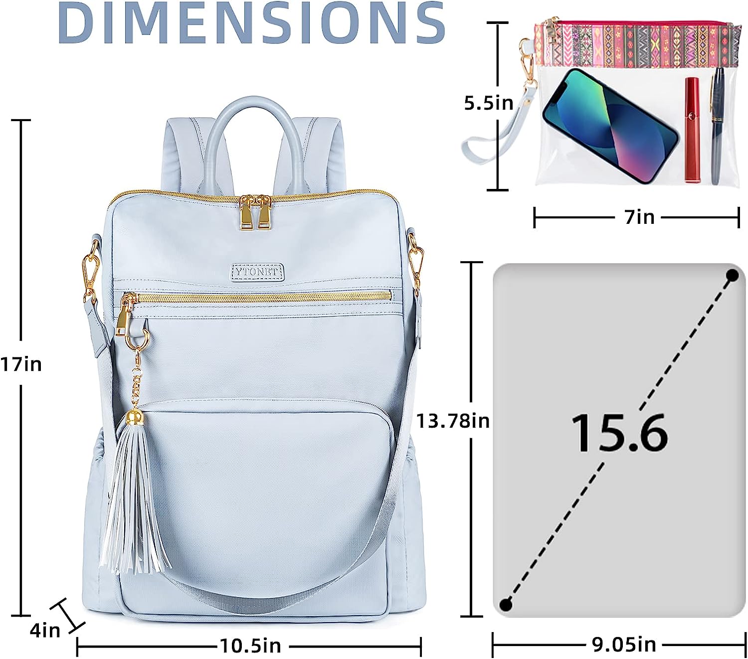 ytonet laptop backpack women 156 inch school bookbag purse for girl with usb charging port travel waterproof anti theft 1 4