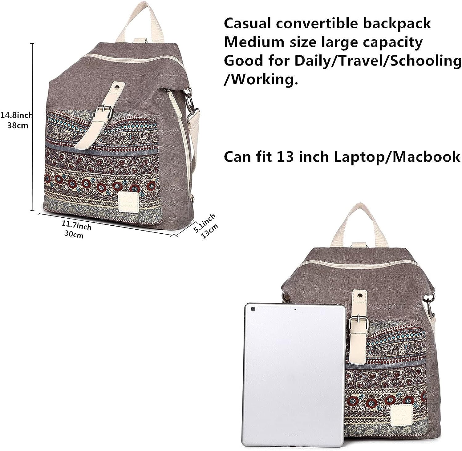 Backpack Purse Women Ladies Fashion Casual Lightweight Shoulder Bag Travel Daypack