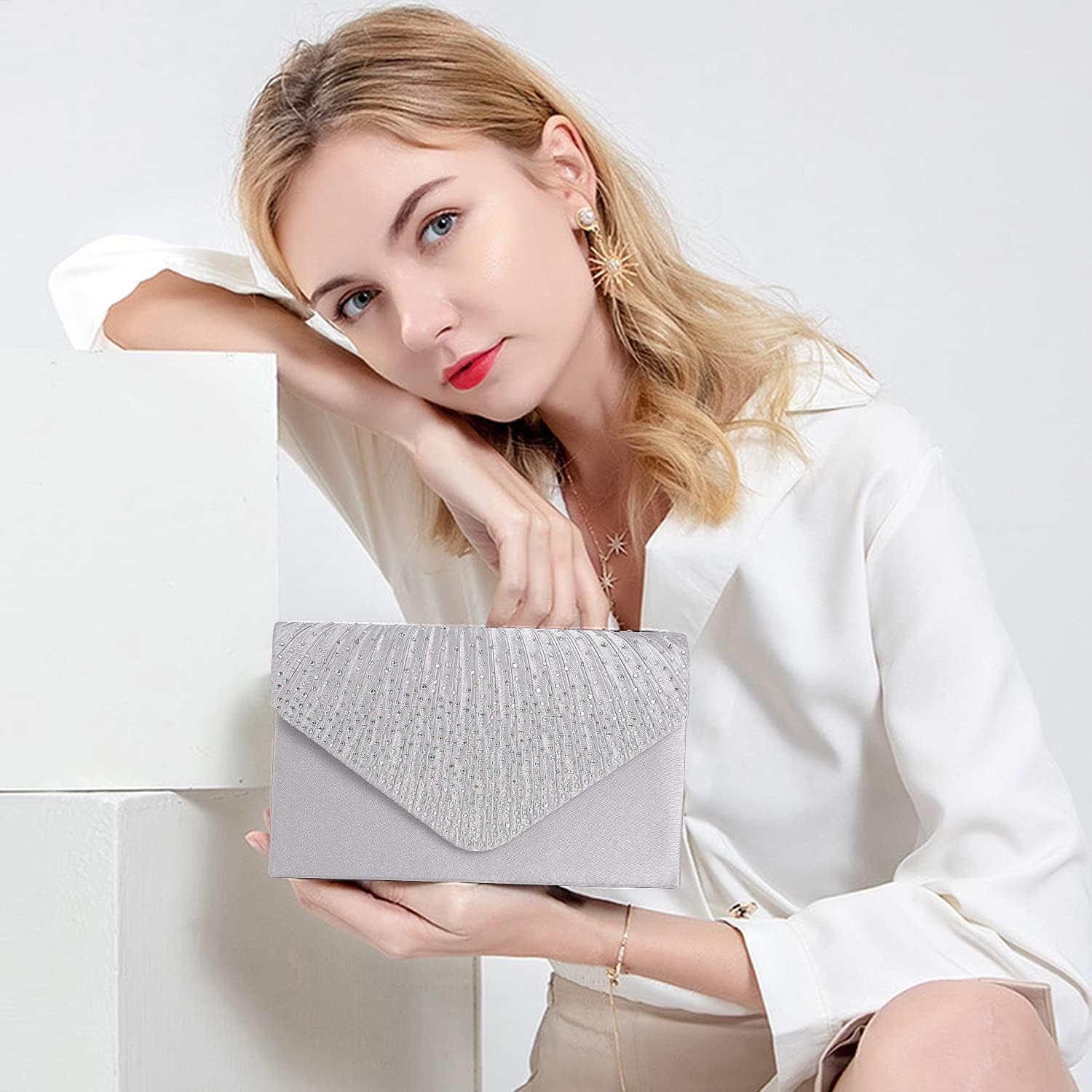 BBjinronjy Clutch Purse Evening Bag for Women Prom Sparkling Handbag With Detachable Chain for Wedding and Party BBjinronjy Clutch Purse Evening Bag for Women Prom Sparkling Handbag With Detachable Chain for Wedding and Party