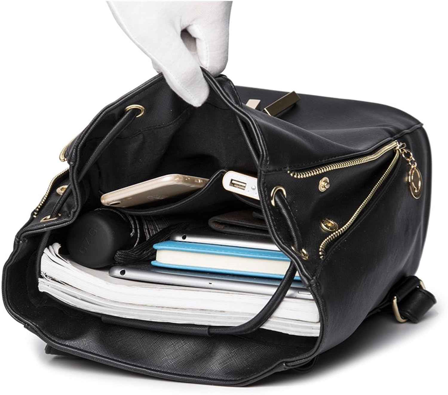 BE LIFE Fashion Shoulder Bag Rucksack PU Leather Women Ladies Backpack Travel bag (Black)