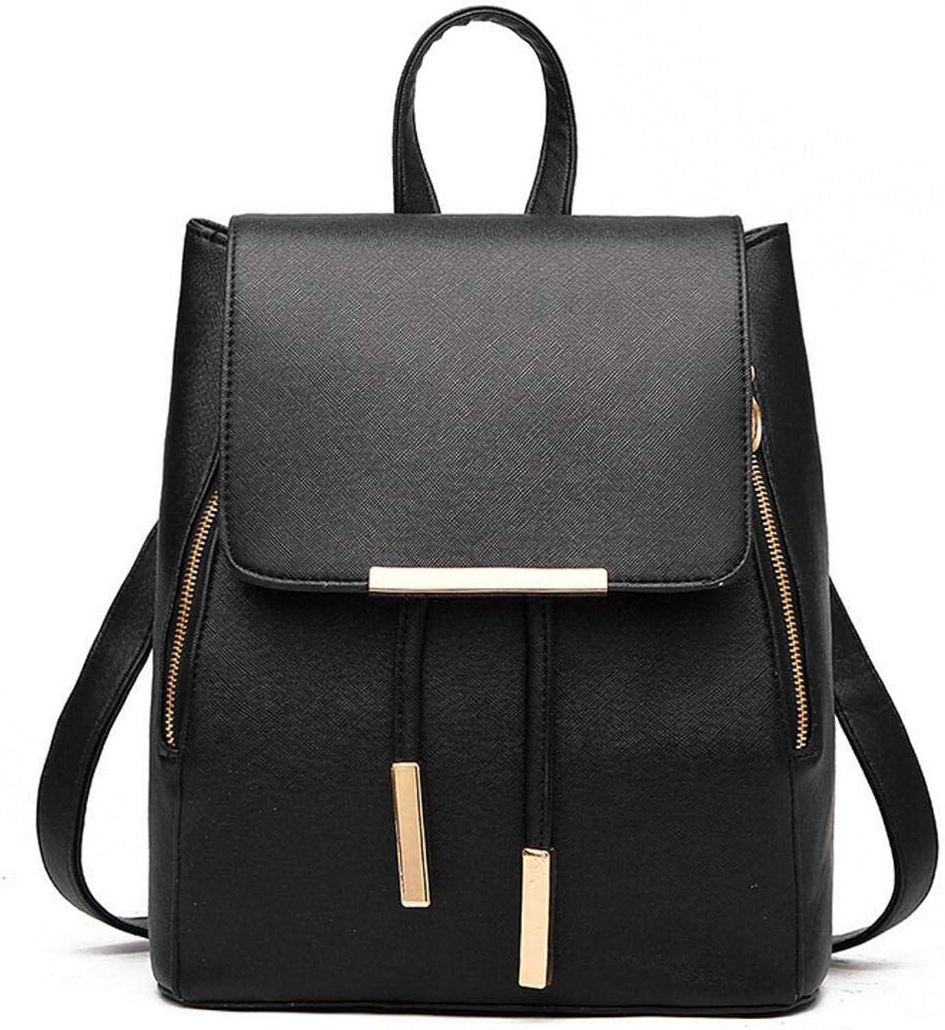 BE LIFE Fashion Shoulder Bag Rucksack PU Leather Women Ladies Backpack Travel bag (Black)