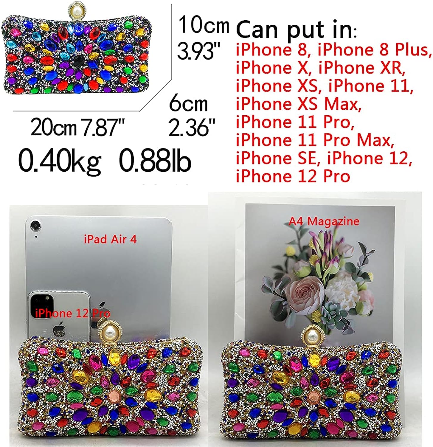 Boutique De FGG Pearl Clasp Crystal Clutch Purses for Womens Evening Handbags Wedding Party Rhinestone Bag Boutique De FGG Pearl Clasp Crystal Clutch Purses for Womens Evening Handbags Wedding Party Rhinestone Bag