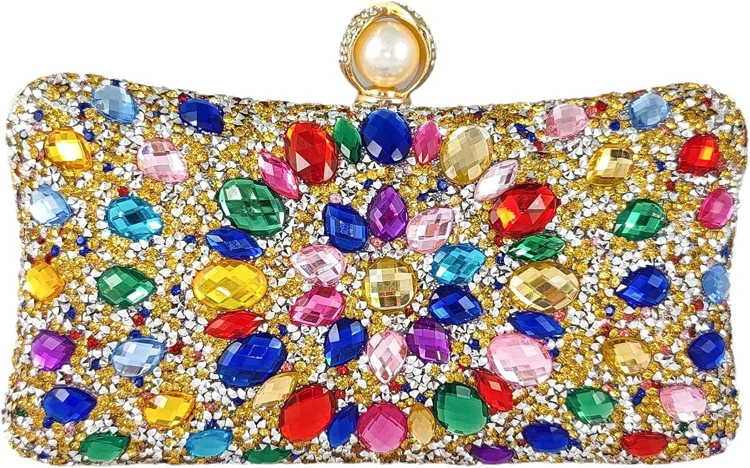 Boutique De FGG Pearl Clasp Crystal Clutch Purses for Womens Evening Handbags Wedding Party Rhinestone Bag Boutique De FGG Pearl Clasp Crystal Clutch Purses for Womens Evening Handbags Wedding Party Rhinestone Bag