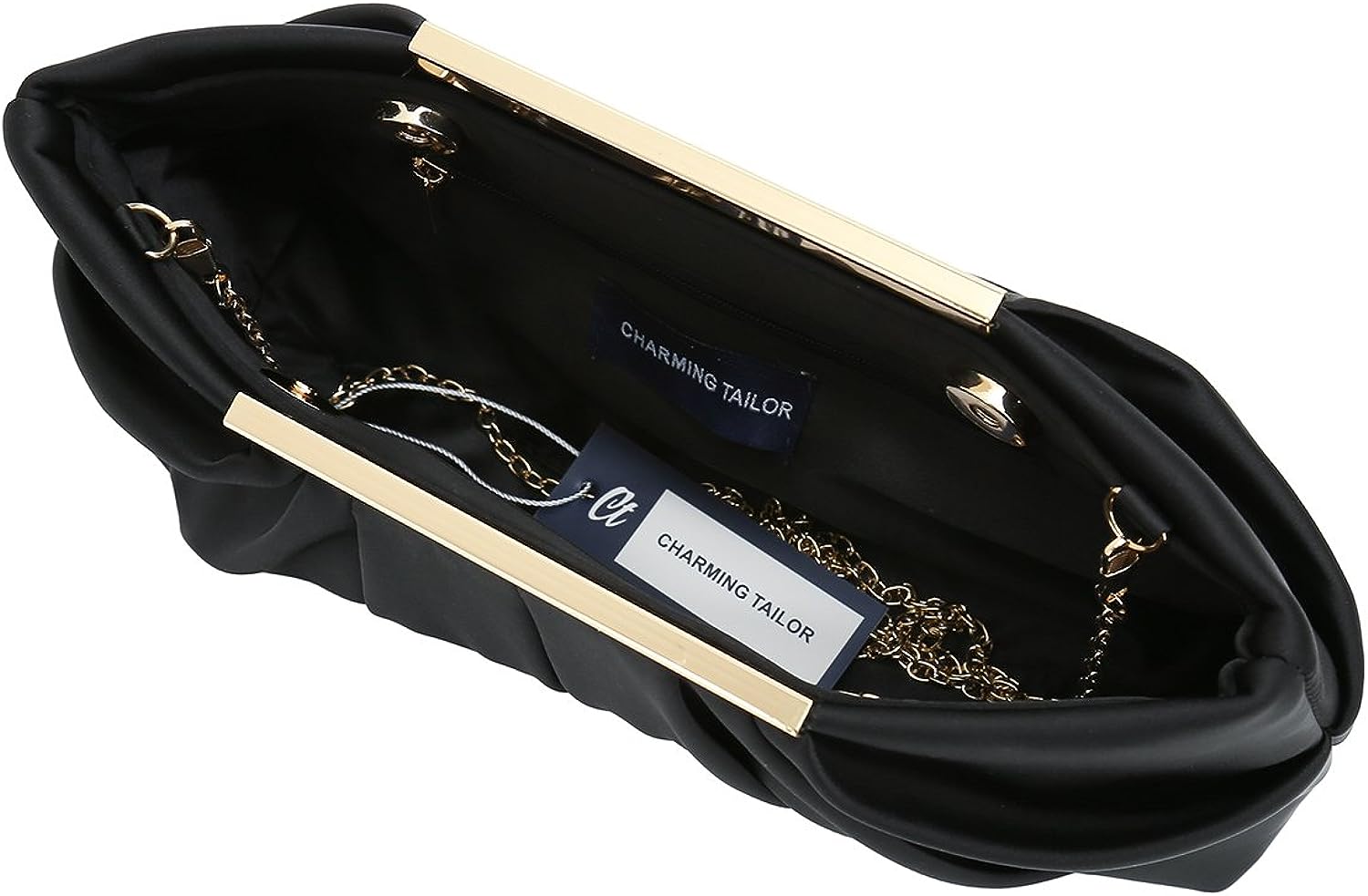 CHARMING TAILOR Clutch Evening Bag Elegant Pleated Satin Formal Handbag Simple Classy Purse for Women