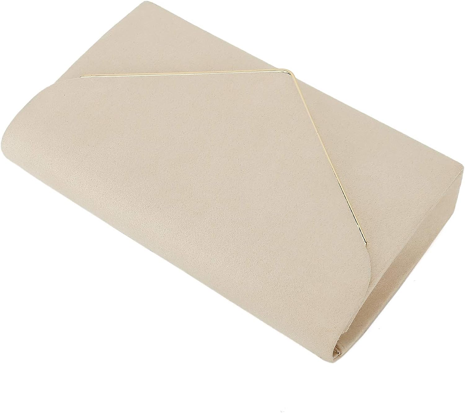 CHARMING TAILOR Faux Suede Clutch Bag Elegant Metal Binding Evening Purse for Wedding/Prom/Black-Tie Events