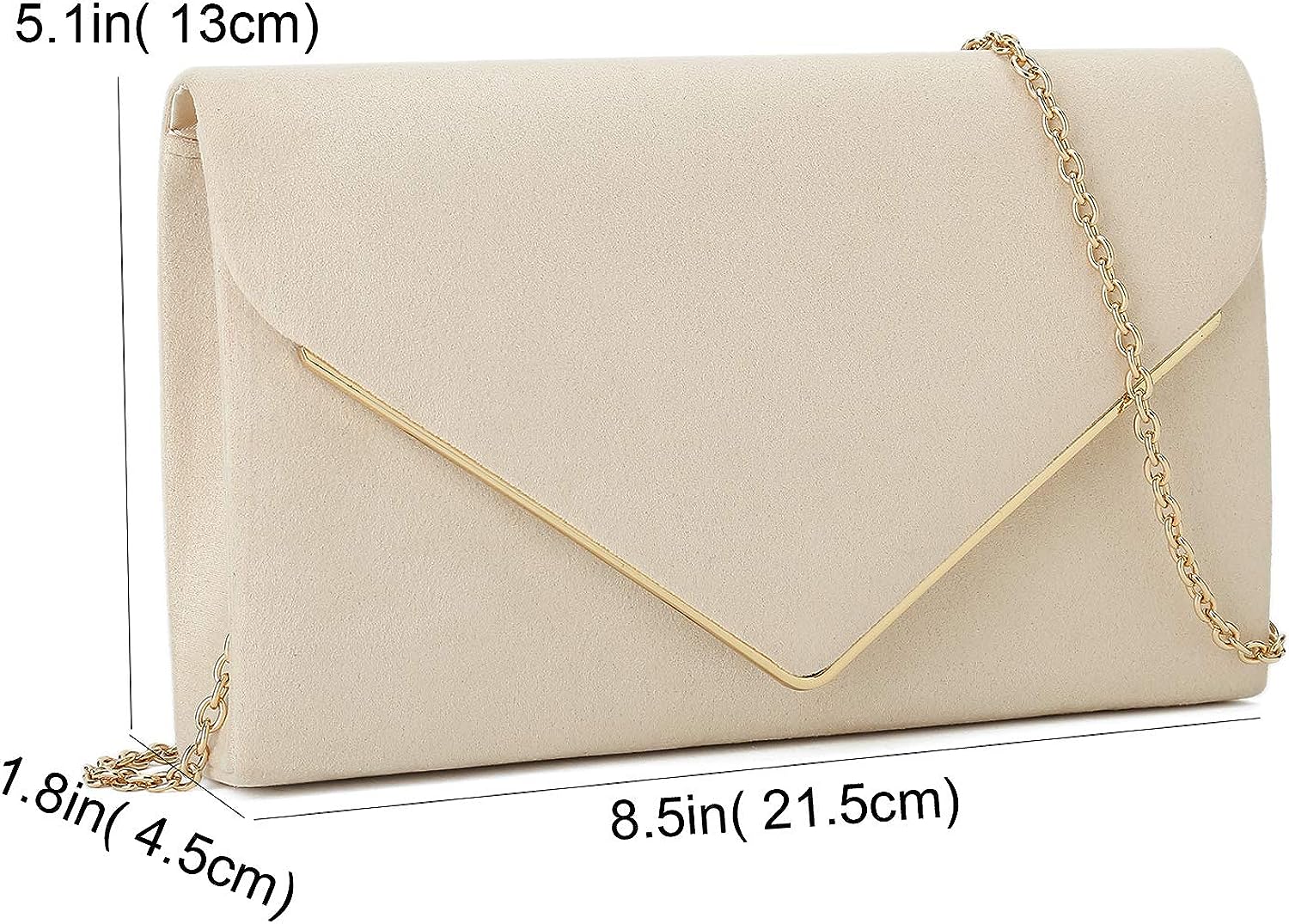 CHARMING TAILOR Faux Suede Clutch Bag Elegant Metal Binding Evening Purse for Wedding/Prom/Black-Tie Events
