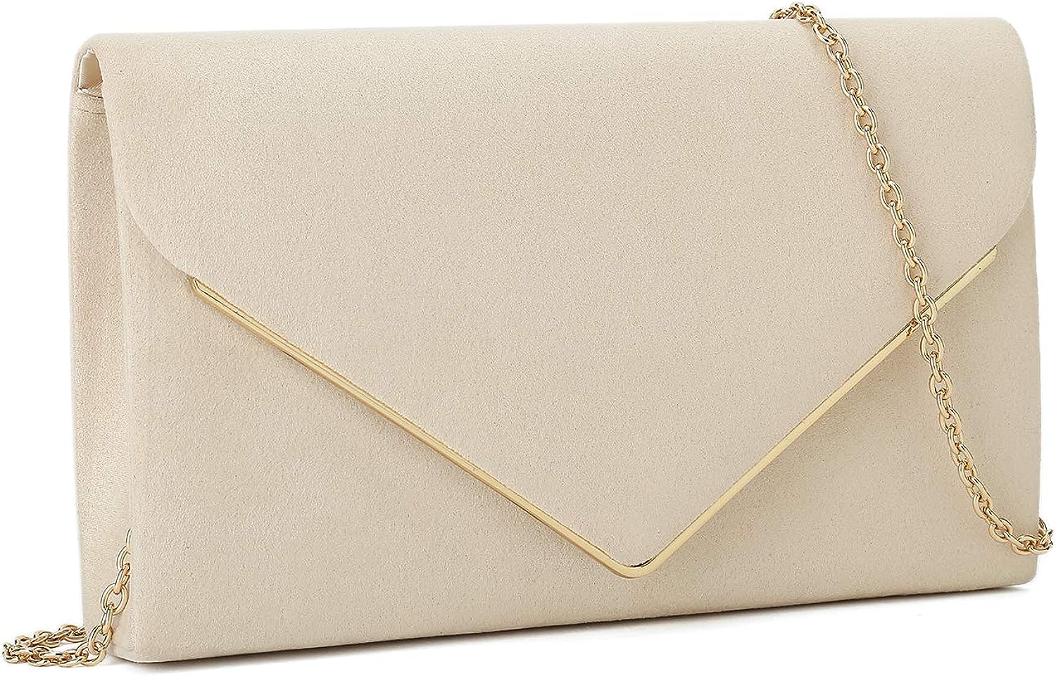 CHARMING TAILOR Faux Suede Clutch Bag Elegant Metal Binding Evening Purse for Wedding/Prom/Black-Tie Events