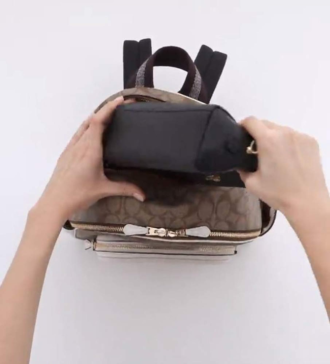 COACH Womens Court Backpack In Signature Canvas (Khaki - Chalk)