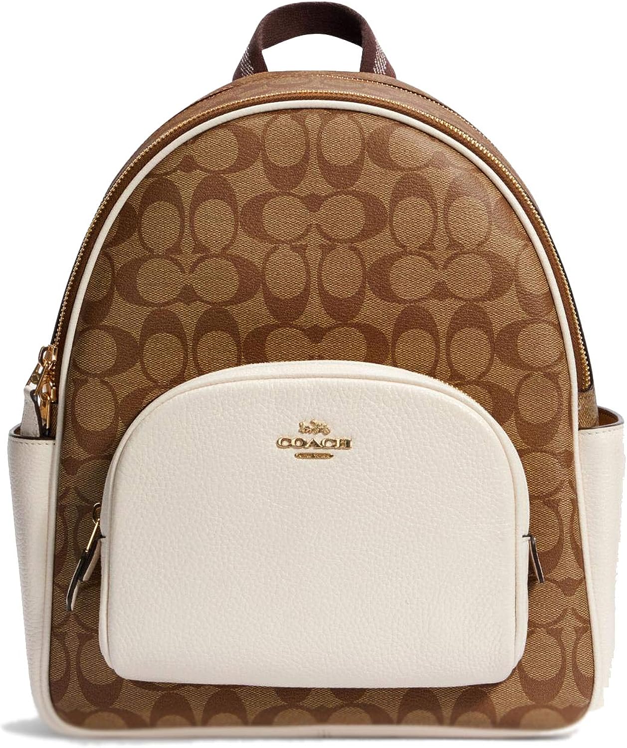 COACH Womens Court Backpack In Signature Canvas (Khaki - Chalk)