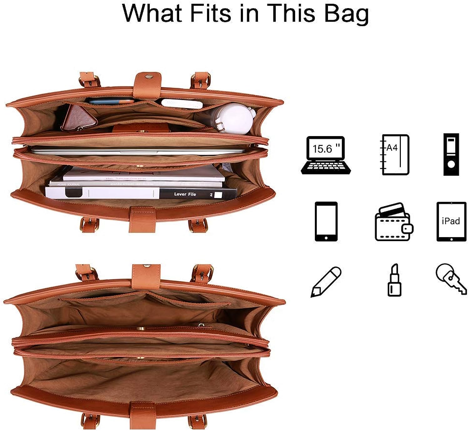 ECOSUSI Laptop Tote Fits Up to 15.6 Inch Briefcase for Women Office Handbags large Capacity with 3 Layer Compartments ECOSUSI Laptop Tote Fits Up to 15.6 Inch Briefcase for Women Office Handbags large Capacity with 3 Layer Compartments