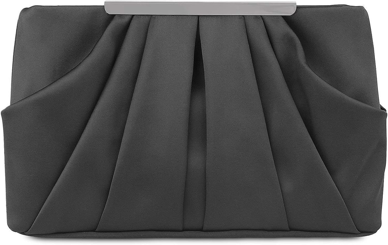 expouch Womens Pleated Satin Evening Handbag Clutch Navy Clutch Purse With Detachable Chain Strap Wedding Cocktail Party Bag