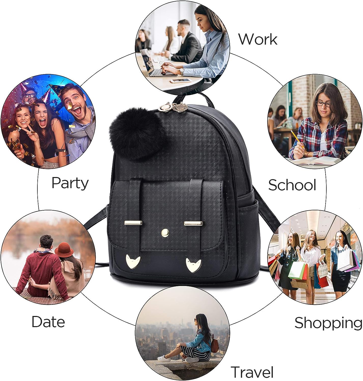 I IHAYNER Girls Fashion Backpack Mini Backpack Purse for Women Teenage Girls Purses PU Leather Pompom Backpack Shoulder Bag I IHAYNER Girls Fashion Backpack Mini Backpack Purse for Women Teenage Girls Purses PU Leather Pompom Backpack Shoulder Bag