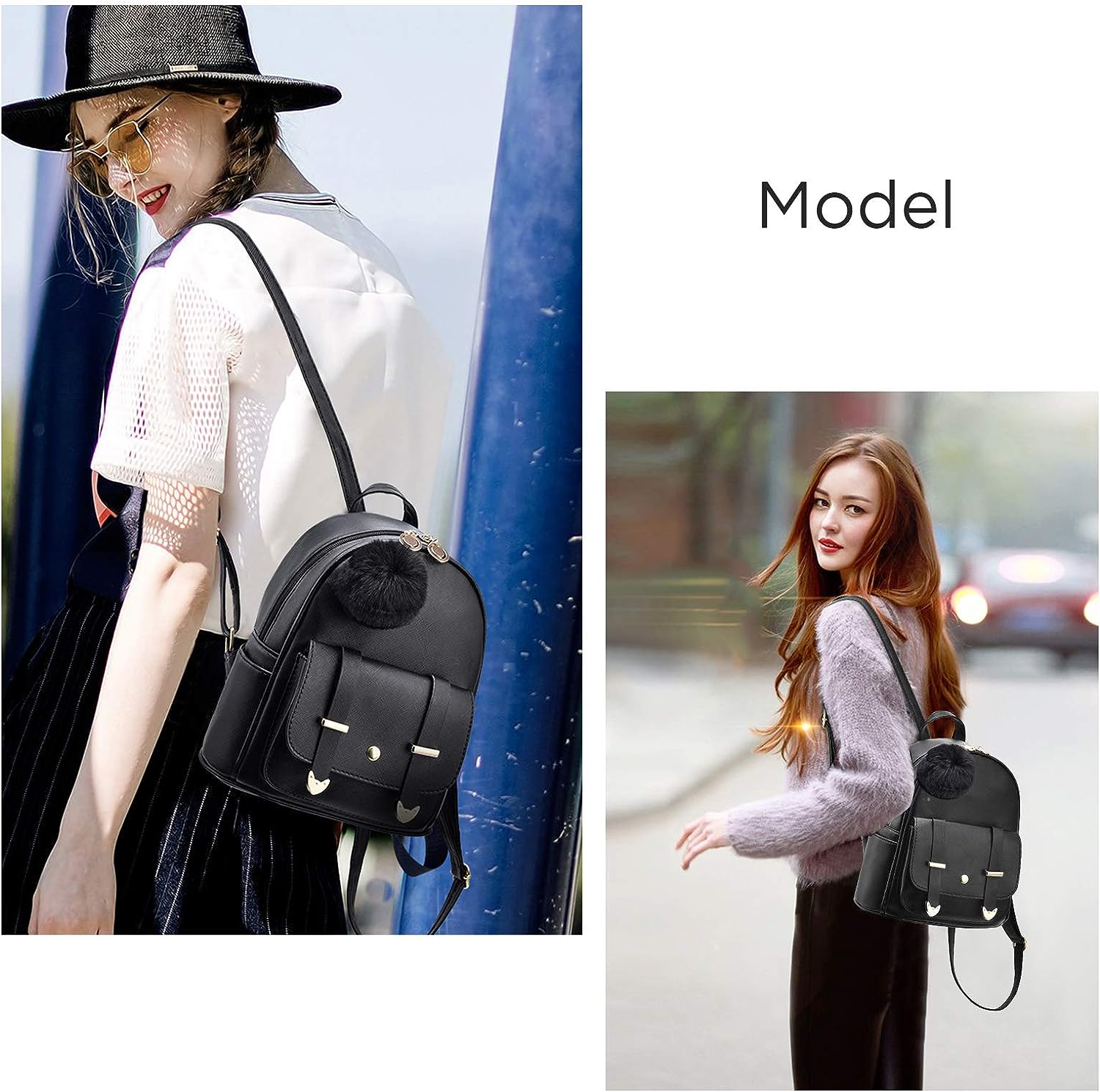 I IHAYNER Girls Fashion Backpack Mini Backpack Purse for Women Teenage Girls Purses PU Leather Pompom Backpack Shoulder Bag I IHAYNER Girls Fashion Backpack Mini Backpack Purse for Women Teenage Girls Purses PU Leather Pompom Backpack Shoulder Bag