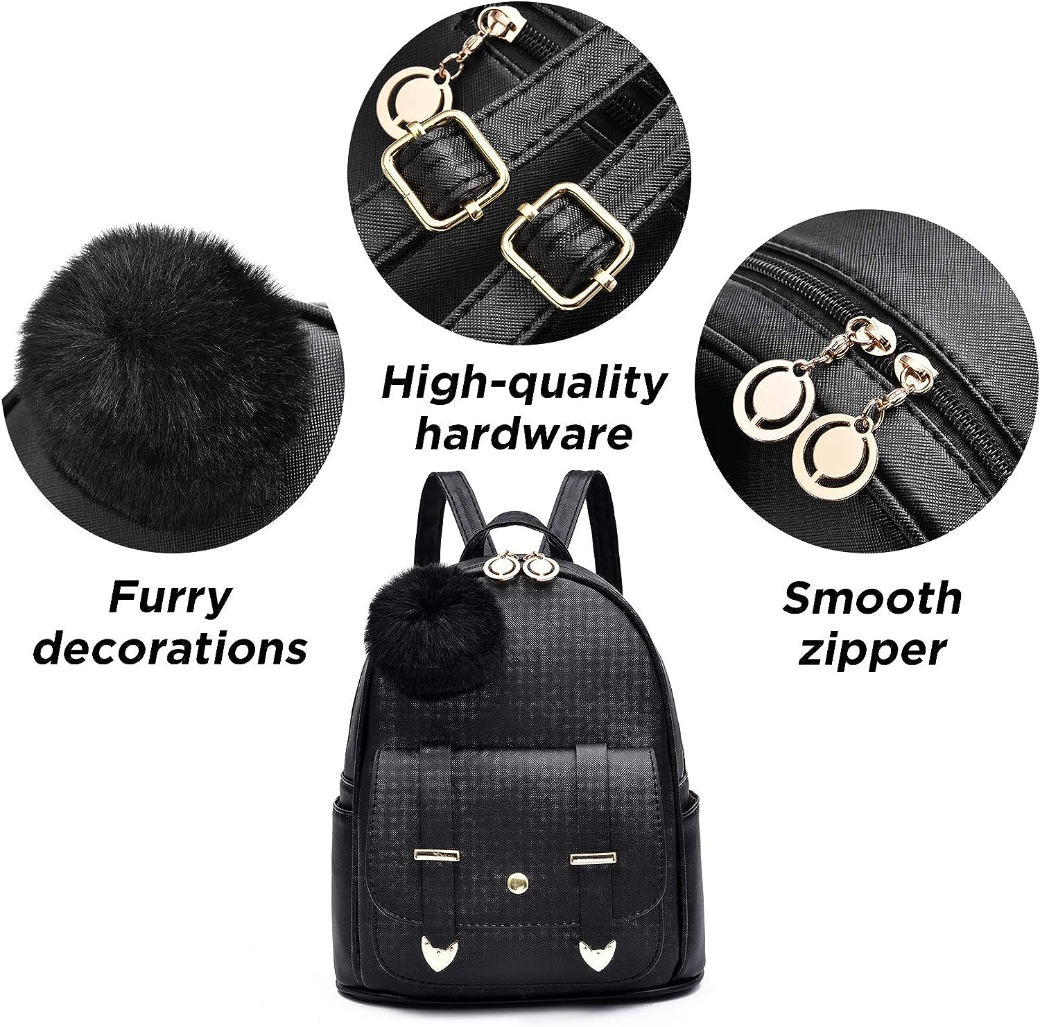 I IHAYNER Girls Fashion Backpack Mini Backpack Purse for Women Teenage Girls Purses PU Leather Pompom Backpack Shoulder Bag I IHAYNER Girls Fashion Backpack Mini Backpack Purse for Women Teenage Girls Purses PU Leather Pompom Backpack Shoulder Bag