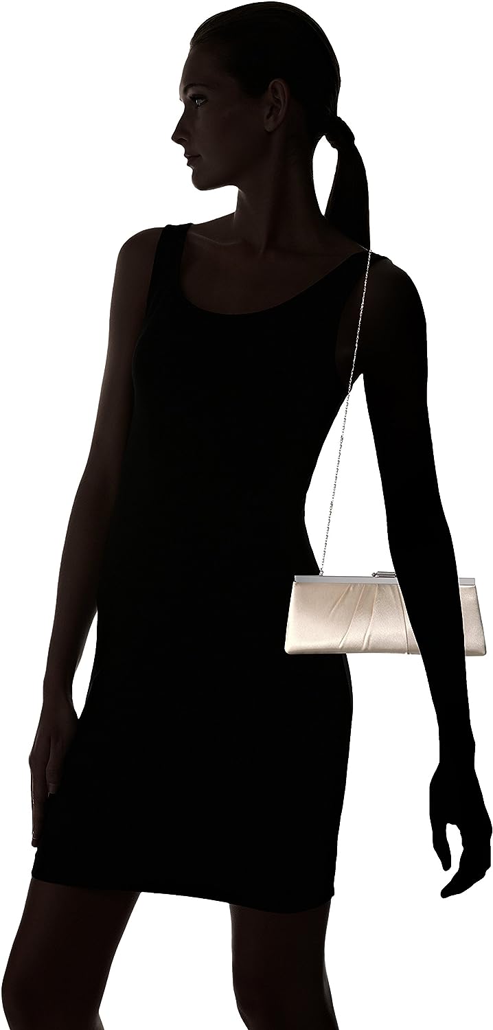 Jessica McClintock Blaire Womens Satin Frame Evening Clutch Bag Purse with Shoulder Chain Included Jessica McClintock Blaire Womens Satin Frame Evening Clutch Bag Purse with Shoulder Chain Included