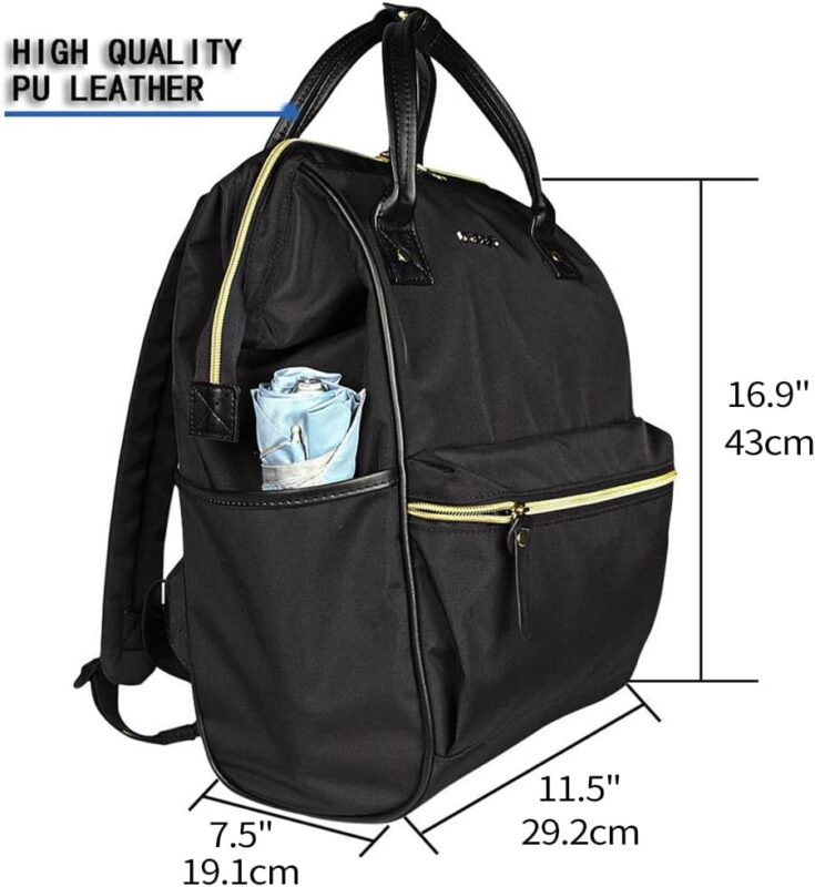 KROSER Laptop Backpack 15.6 Inch Stylish Backpack Doctor Bag Water Repellent College Casual Daypack with USB Port Travel Business Work Bag for Men/Women-Black