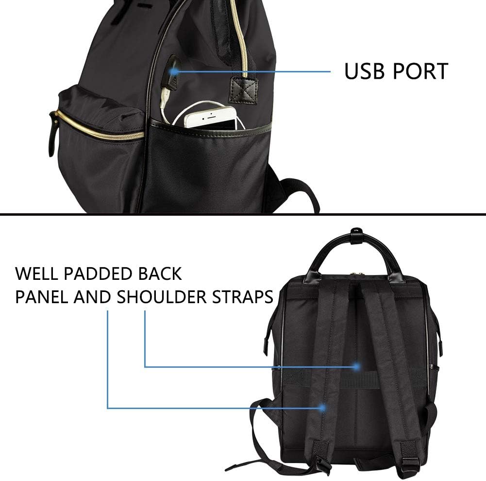 KROSER Laptop Backpack 15.6 Inch Stylish Backpack Doctor Bag Water Repellent College Casual Daypack with USB Port Travel Business Work Bag for Men/Women-Black