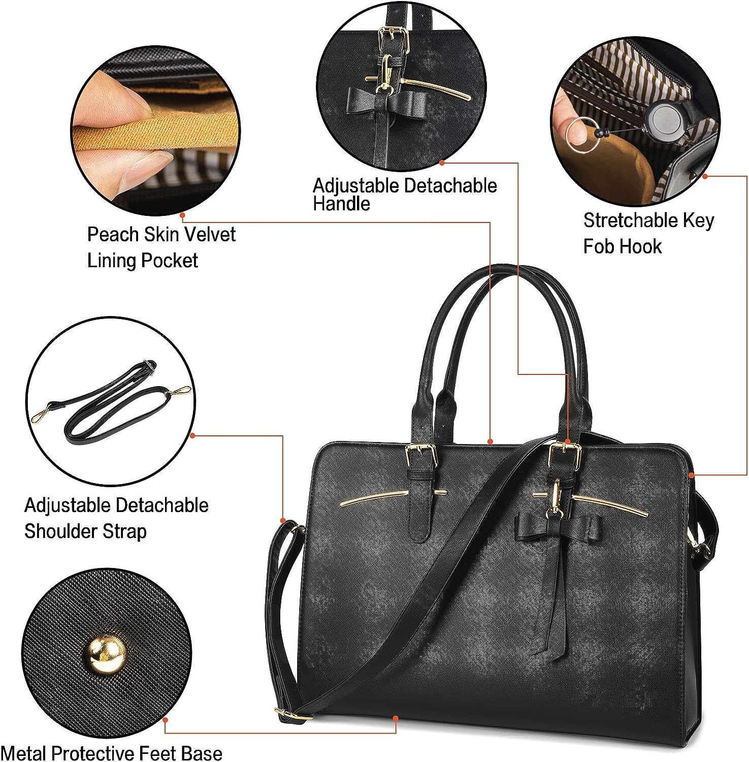 Laptop Tote Bag for Women, Large Waterproof PU Leather Work Briefcase with USB Charging Port Casual Computer Shoulder Bag Messenger fits 15.6 Inch, Business Handbag Satchel Purse 2pcs Set, Black Laptop Tote Bag for Women, Large Waterproof PU Leather Work Briefcase with USB Charging Port Casual Computer Shoulder Bag Messenger fits 15.6 Inch, Business Handbag Satchel Purse 2pcs Set, Black
