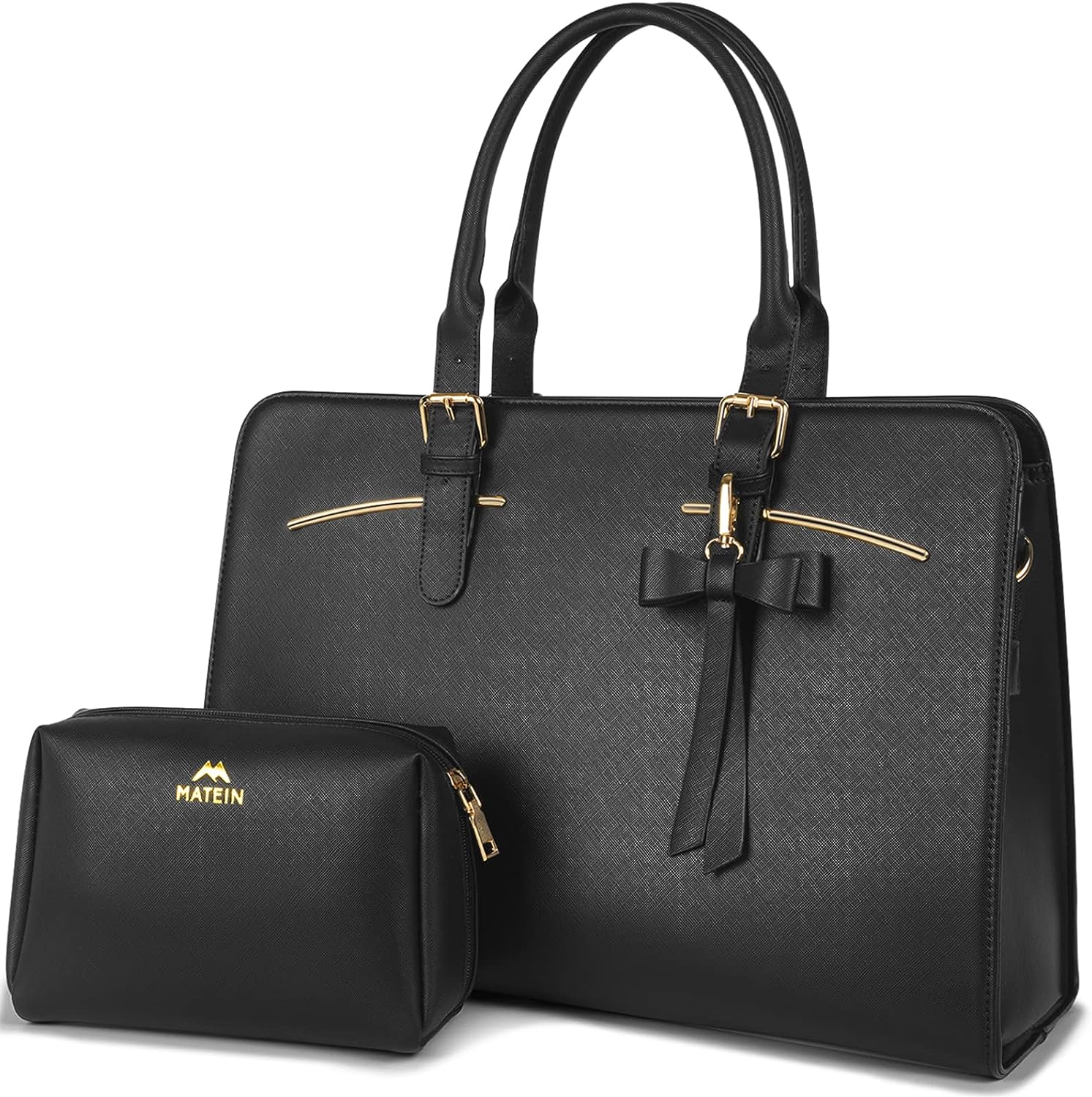 Laptop Tote Bag for Women, Large Waterproof PU Leather Work Briefcase with USB Charging Port Casual Computer Shoulder Bag Messenger fits 15.6 Inch, Business Handbag Satchel Purse 2pcs Set, Black Laptop Tote Bag for Women, Large Waterproof PU Leather Work Briefcase with USB Charging Port Casual Computer Shoulder Bag Messenger fits 15.6 Inch, Business Handbag Satchel Purse 2pcs Set, Black