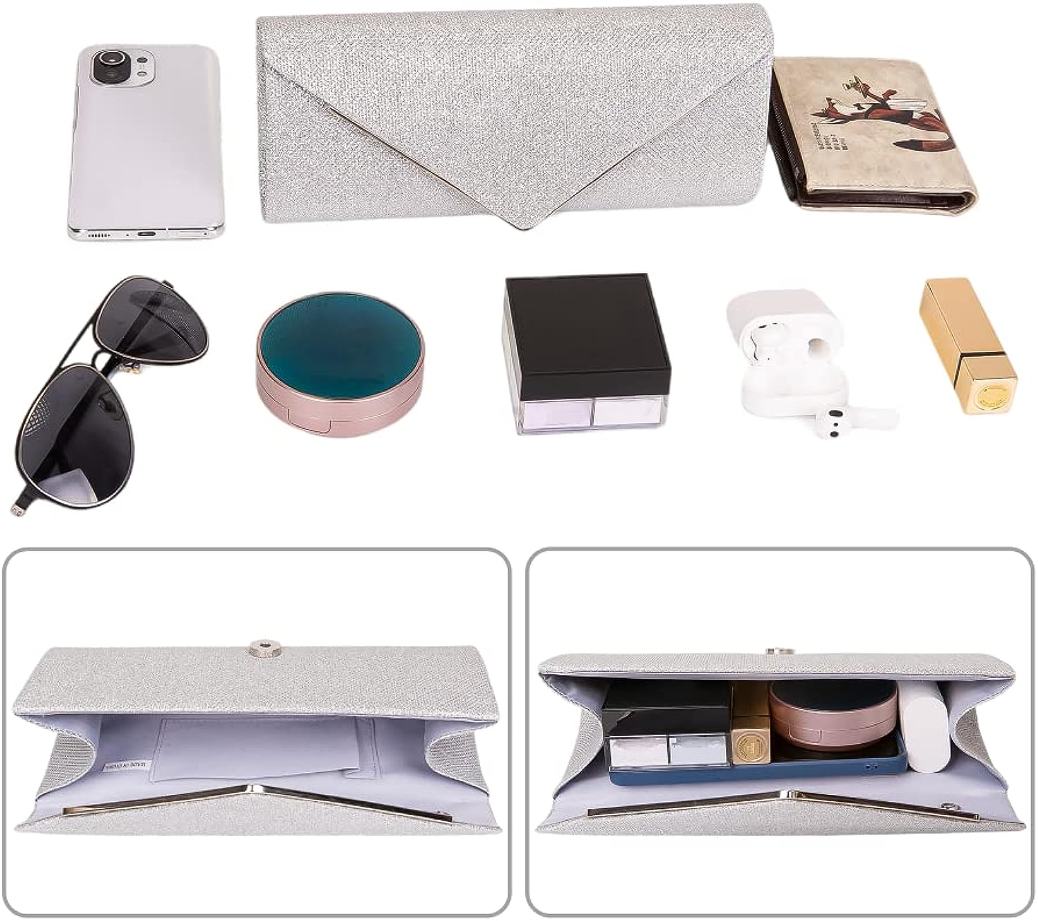 Larcenciel Clutch Purses for Women, Sparkling Envelope Evening Bag with Detachable Chain Larcenciel Clutch Purses for Women, Sparkling Envelope Evening Bag with Detachable Chain