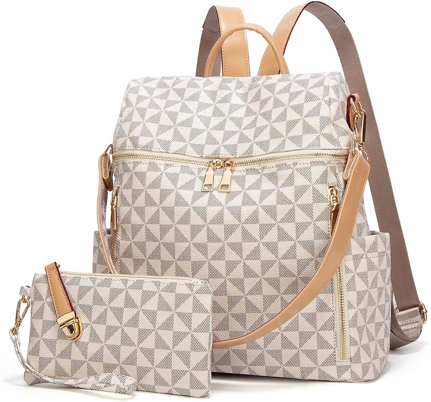 Makes Backpack Purse for Women, PU Leather Travel Satchel Handbag, Convertible Design Bag with Purse, 2 Piece Makes Backpack Purse for Women, PU Leather Travel Satchel Handbag, Convertible Design Bag with Purse, 2 Piece