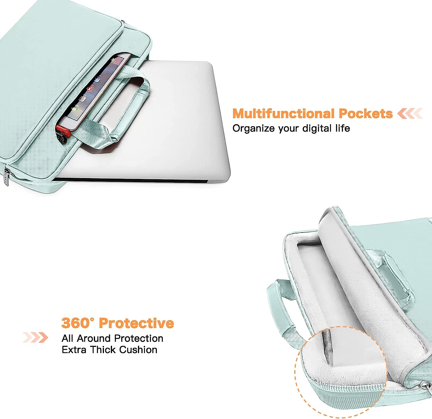 MOSISO 360 Protective Laptop Shoulder Bag Compatible with MacBook Air 15 inch M2 A2941 2023/Pro 16 inch 2023-2019/Pro 15 A1398,15-15.6 inch Notebook,Matching Color Sleeve with Belt, Mint Green MOSISO 360 Protective Laptop Shoulder Bag Compatible with MacBook Air 15 inch M2 A2941 2023/Pro 16 inch 2023-2019/Pro 15 A1398,15-15.6 inch Notebook,Matching Color Sleeve with Belt, Mint Green
