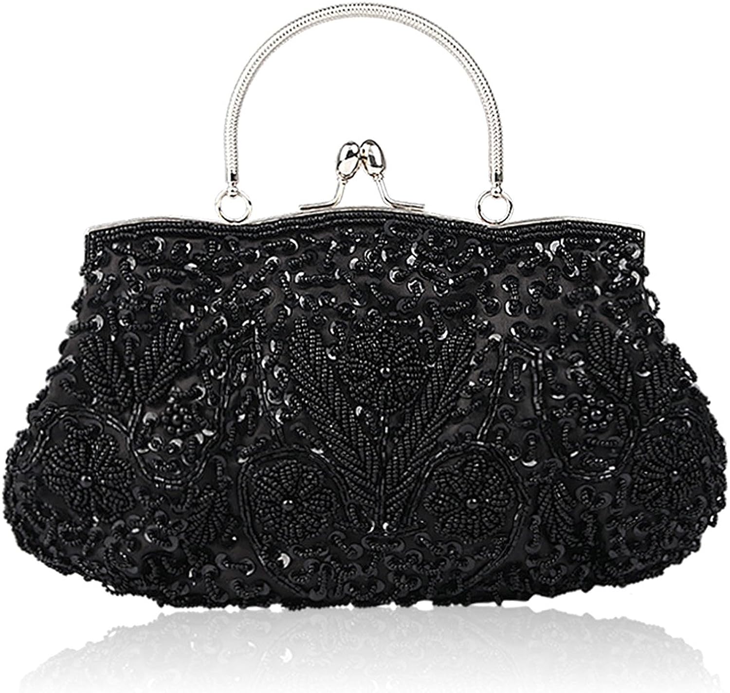 Simcat Beaded Sequin Flower Evening Purse Large Clutch Bag Simcat Beaded Sequin Flower Evening Purse Large Clutch Bag