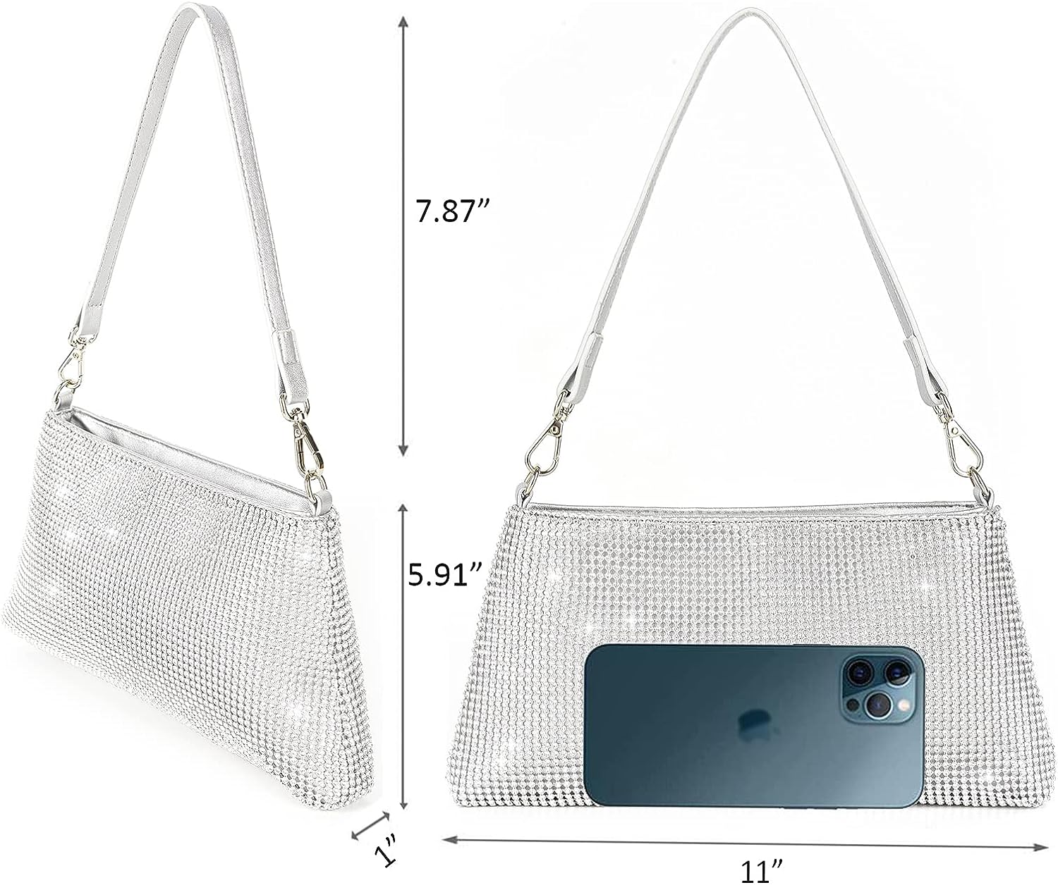 Valleycomfy Bling Evening Clutch Bag for Women Lady Girl Bride Rhinestone Purse For Prom Cocktail Party Wedding Engagement