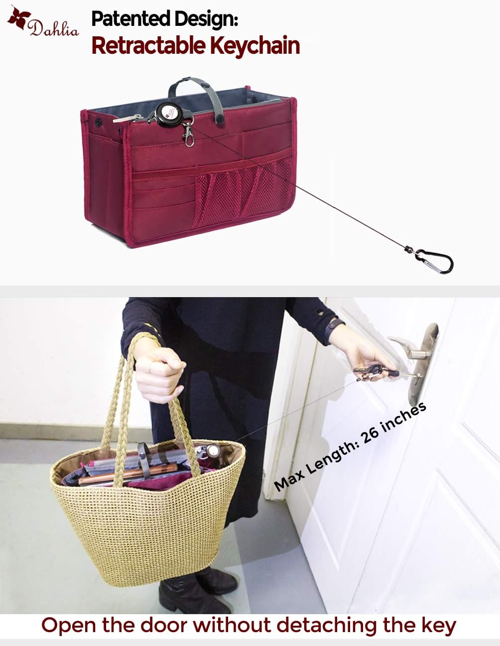 Dahlia Patented Handbag Purse Organizer Insert - STURDY Flexible Dahlia Patented Handbag Purse Organizer Insert - STURDY Flexible