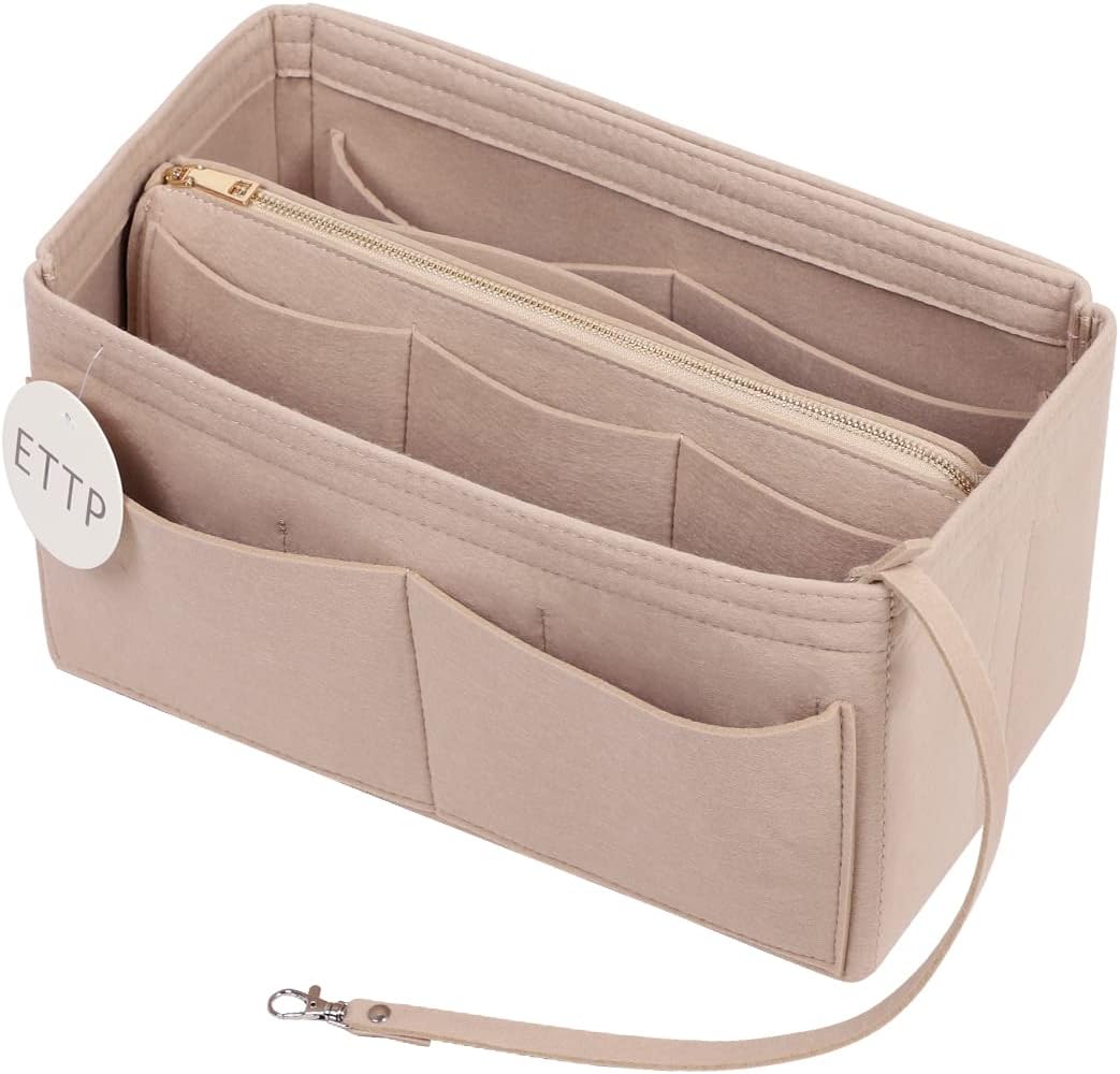 ETTP Purse Organizer Insert, Felt Tote Organizer Insert With Metal Zipper, Handbag Organizer For Speedy, Neverfull, Tote, Handbag, 7 Colors 5 Sizes ETTP Purse Organizer Insert, Felt Tote Organizer Insert With Metal Zipper, Handbag Organizer For Speedy, Neverfull, Tote, Handbag, 7 Colors 5 Sizes