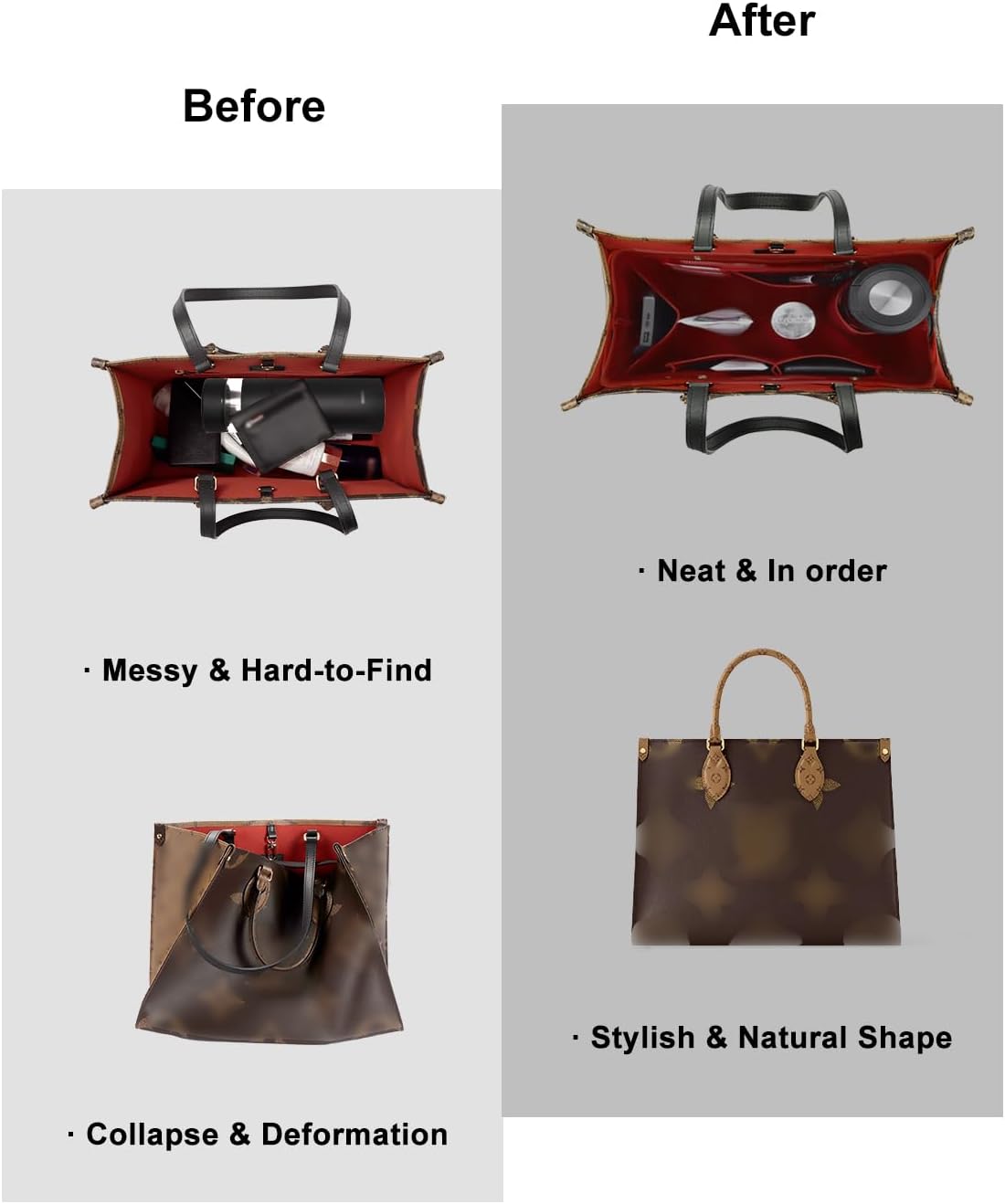 ETTP Purse Organizer Insert For Handbags, Felt Tote Bag Organizer Insert, Handbag Organizer, Compatible with Neverful Speedy and More, 6 Size (Medium,Black) ETTP Purse Organizer Insert For Handbags, Felt Tote Bag Organizer Insert, Handbag Organizer, Compatible with Neverful Speedy and More, 6 Size (Medium,Black)
