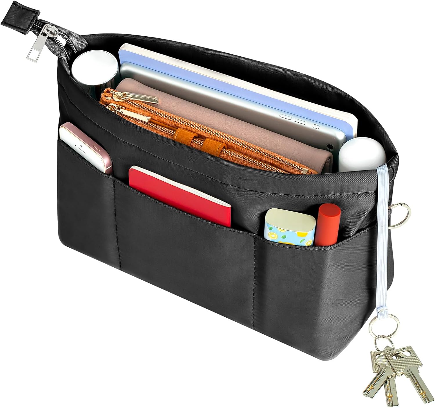 HyFanStr Purse Organizer Insert with Zipped Top for Tote Bag, Handbag Shaper with 13 Pockets HyFanStr Purse Organizer Insert with Zipped Top for Tote Bag, Handbag Shaper with 13 Pockets