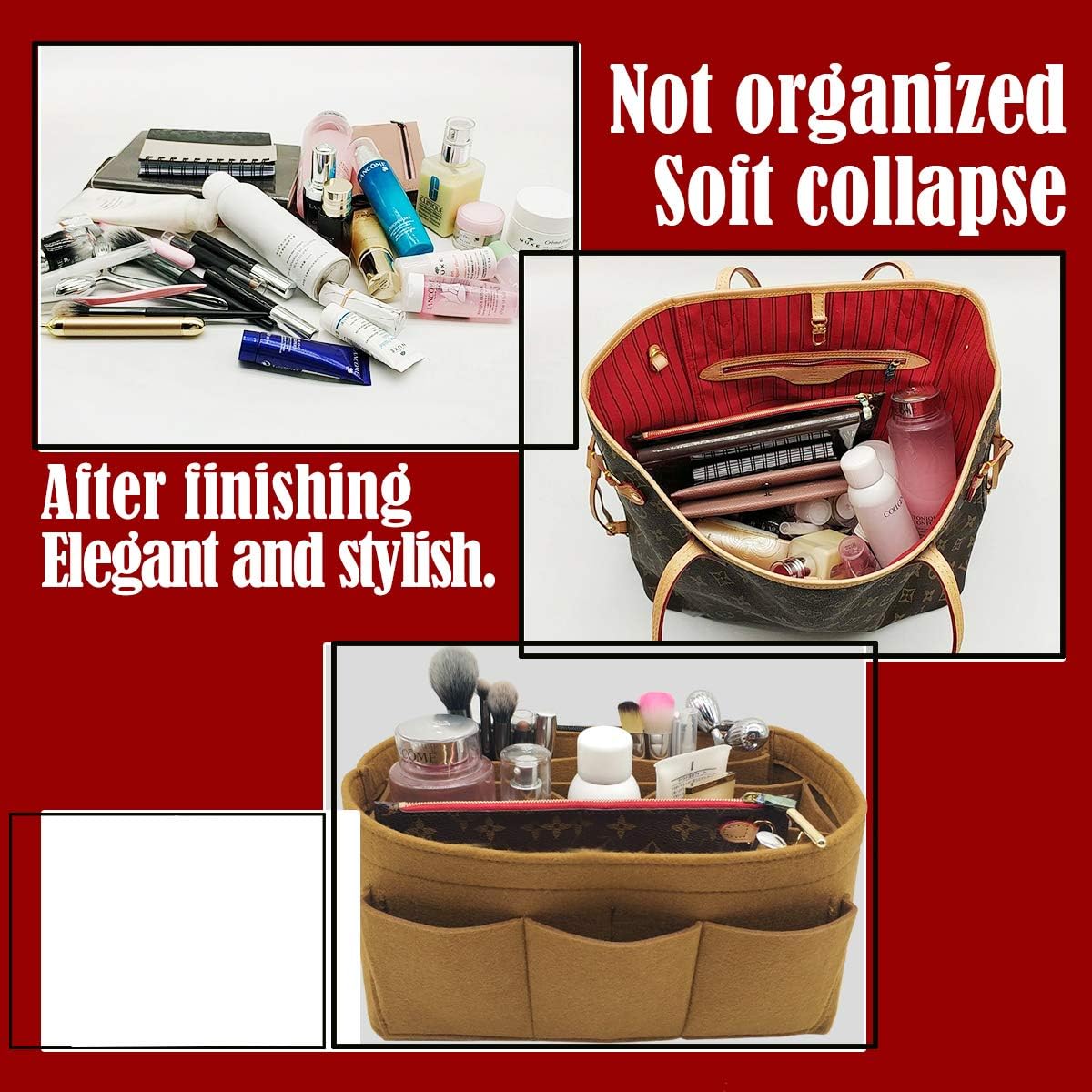 LEXSION Felt Purse Insert Bag Organizer Bag In Bag For Handbag Purse Organizer Fits Speedy Neverfull LEXSION Felt Purse Insert Bag Organizer Bag In Bag For Handbag Purse Organizer Fits Speedy Neverfull