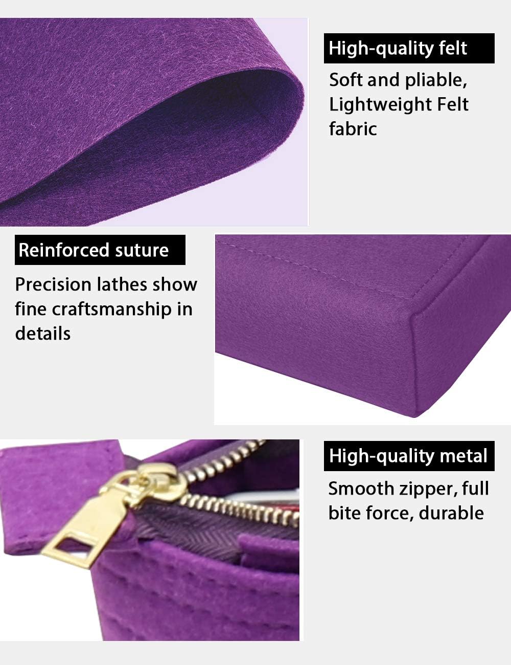 LEXSION Organizer,Bag Organizer,Insert purse organizer with 2 packs in one set fit NeoNoe Noé Series perfectly Black