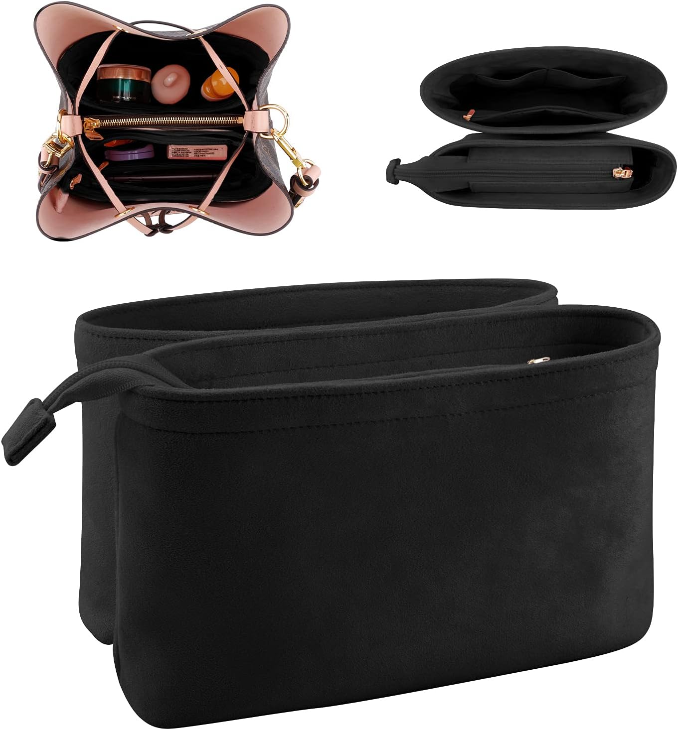 LIZHYY Velvet 2 Packs Purse Organizer Womens Handbag Organizers Bag Organizer Insert Purse Organizer for LV NeoNoe Noé Series (Pink) (Black) LIZHYY Velvet 2 Packs Purse Organizer Womens Handbag Organizers Bag Organizer Insert Purse Organizer for LV NeoNoe Noé Series (Pink) (Black)