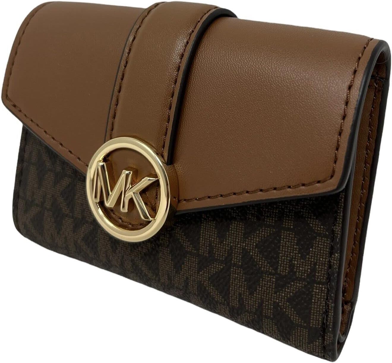 Michael Kors Carmen Womens Medium Bifold Wallet Flap Brown Signature Logo Michael Kors Carmen Womens Medium Bifold Wallet Flap Brown Signature Logo