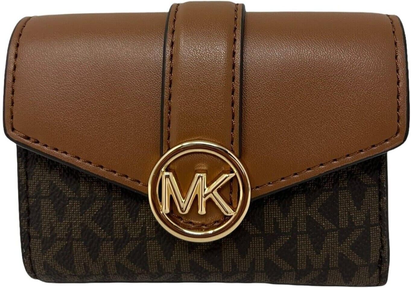 Michael Kors Carmen Womens Medium Bifold Wallet Flap Brown Signature Logo Michael Kors Carmen Womens Medium Bifold Wallet Flap Brown Signature Logo