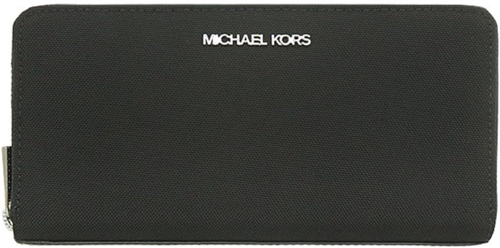 Michael Kors Jet Set Travel Continental Zip Around Leather Wallet Wristlet (Black Kent Nylon Recycled), Medium Michael Kors Jet Set Travel Continental Zip Around Leather Wallet Wristlet (Black Kent Nylon Recycled), Medium