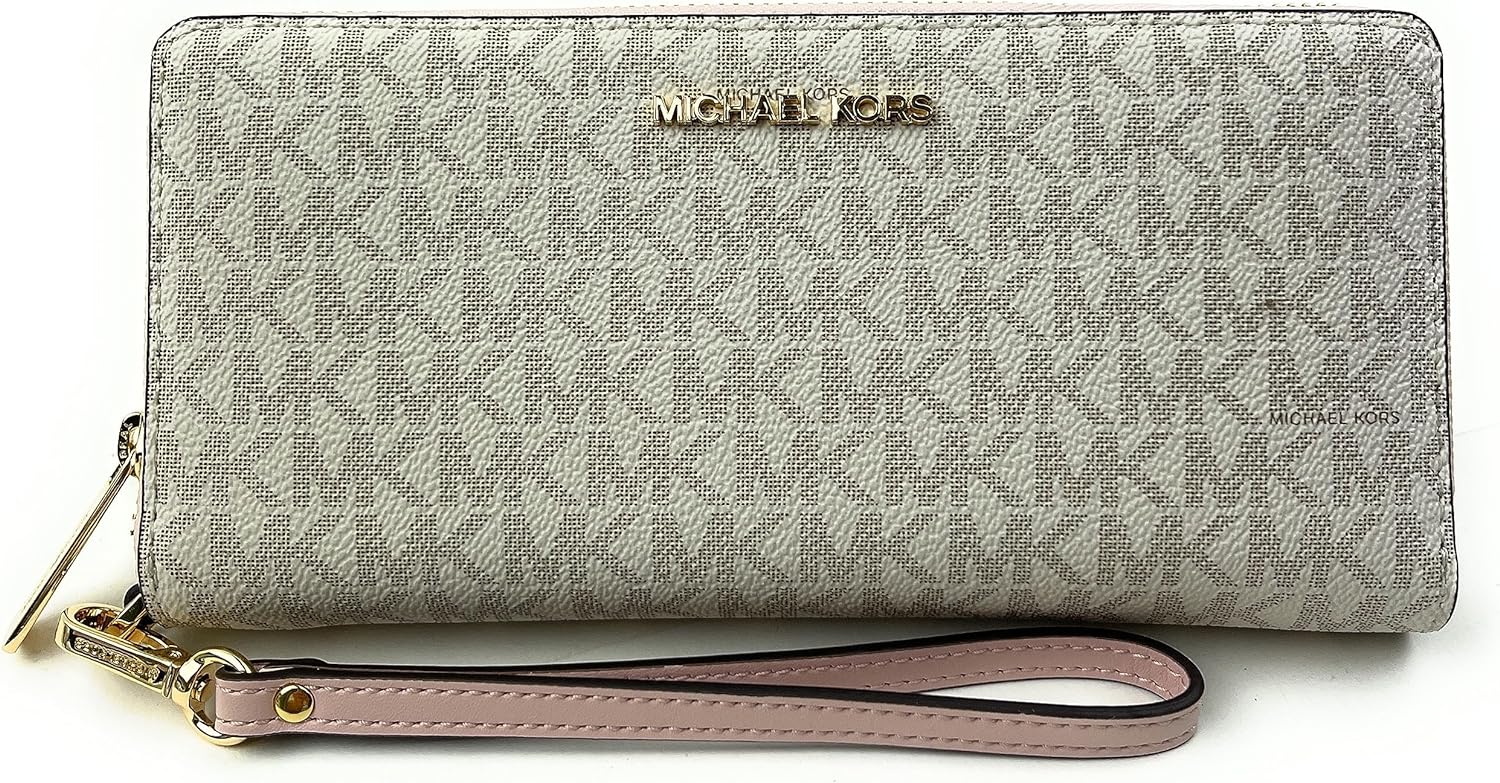 Michael Kors MICHAEL Michael Kors Jet Set Travel Continental Wallet Wristlet (Powder Blush Multi) Michael Kors MICHAEL Michael Kors Jet Set Travel Continental Wallet Wristlet (Powder Blush Multi)