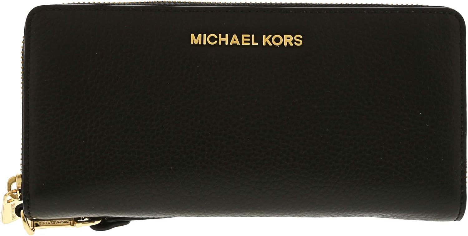 Michael Kors Womens Leather Jet Set Travel Zip Around Continental Wallet No Size ,Scratch-resistant (Black)
