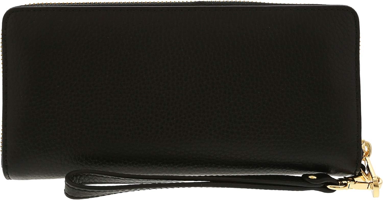 Michael Kors Womens Leather Jet Set Travel Zip Around Continental Wallet No Size ,Scratch-resistant (Black)