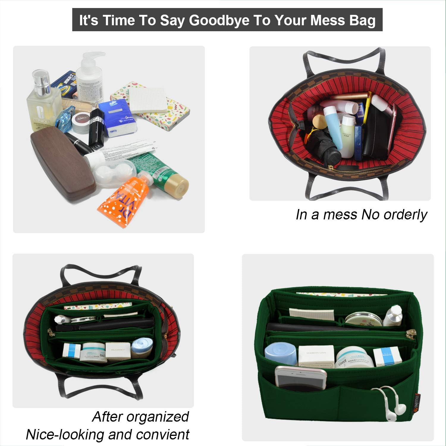 OMYSTYLE Purse Organizer Insert for Handbags, Felt Bag Organizer for Tote  Purse, Tote Bag Organizer Insert with 5 Sizes, Compatible with Neverful Speedy and More