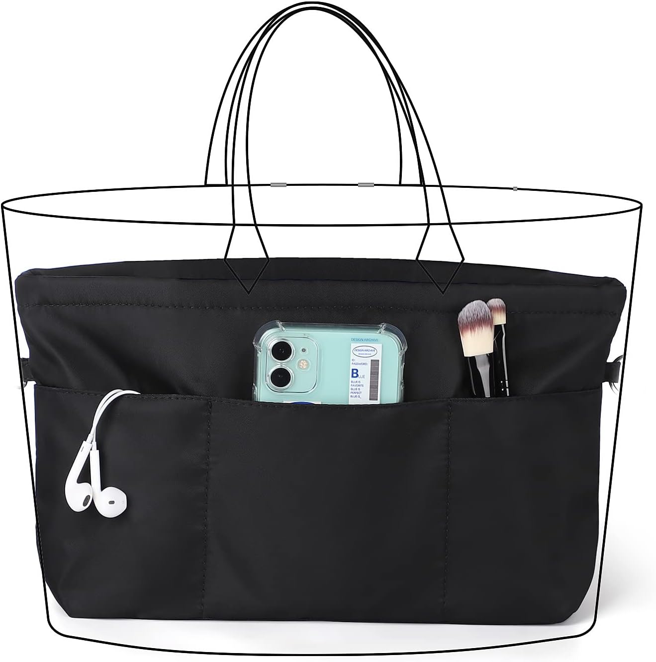 Sightor Handbag Organizer Nylon Purse Organizer Insert Bag Tote Shaper Bag in Bag(Black, Large) Sightor Handbag Organizer Nylon Purse Organizer Insert Bag Tote Shaper Bag in Bag(Black, Large)